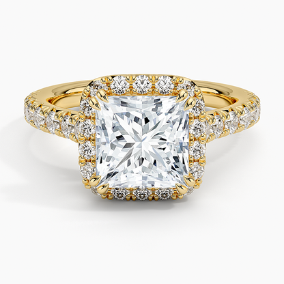 Sienna Halo Half Coverage Diamond Ring (2/3 ct. tw.) - Princess Cut Center Stone