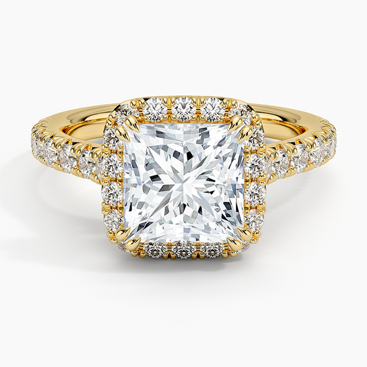 Sienna Halo Half Coverage Diamond Ring (2/3 ct. tw.) - Princess Cut Center Stone