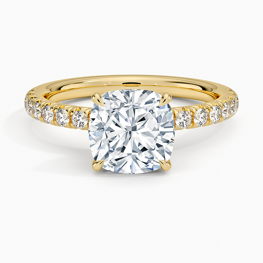 Amelie Half Coverage Diamond Ring - Cushion Cut Center Stone