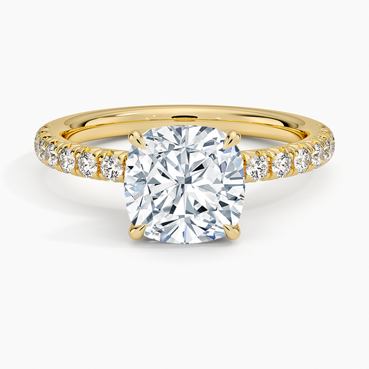 Amelie Half Coverage Diamond Ring - Cushion Cut Center Stone