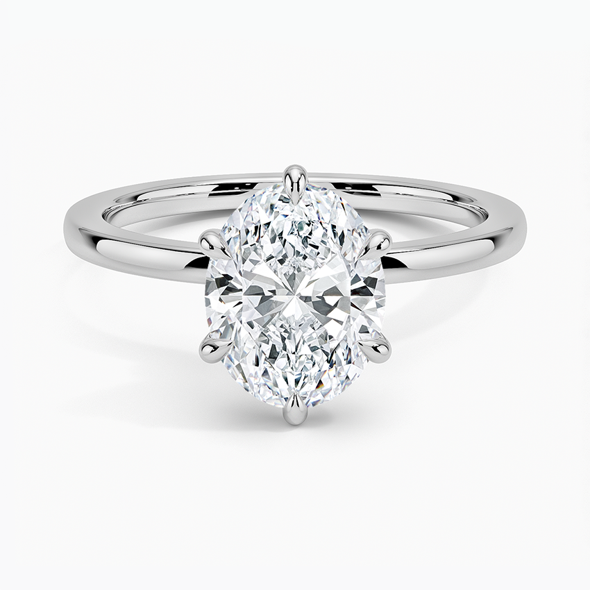 Secret Halo Six-Prong Diamond Ring - Oval Center Stone
