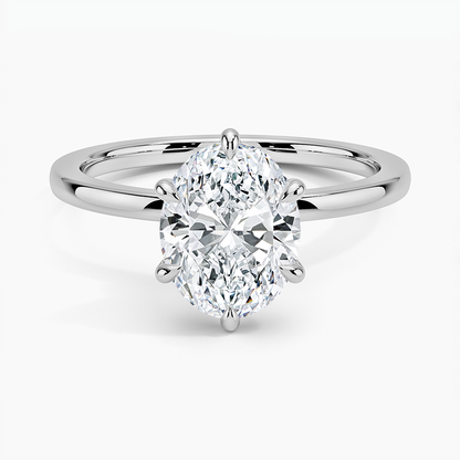 Secret Halo Six-Prong Diamond Ring - Oval Center Stone