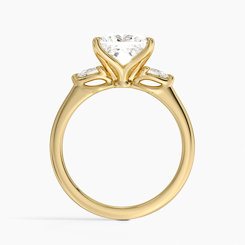 Petite Fleur Three Stone Diamond Ring - Princess Cut Center Stone