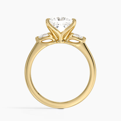 Petite Fleur Three Stone Diamond Ring - Princess Cut Center Stone