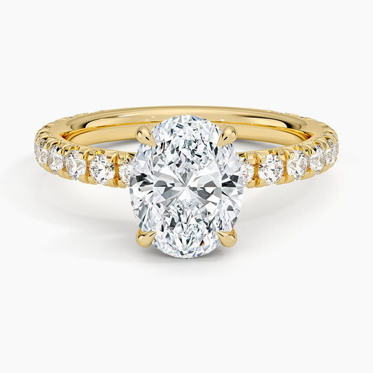 Olympia Three-Quarter Coverage Diamond Ring - Oval Center Stone