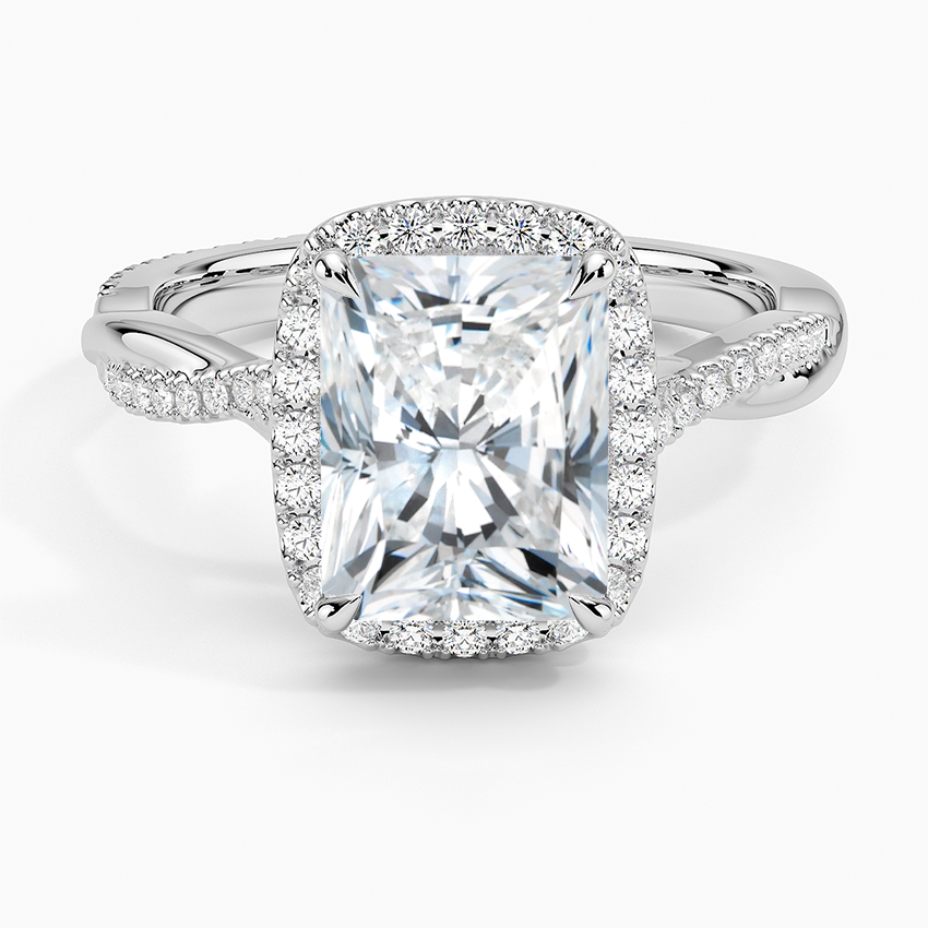 Petite Twisted Vine Halo Diamond Ring (1/4 ct. tw.) - Radiant Cut Center Stone