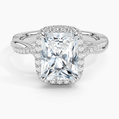 Petite Twisted Vine Halo Diamond Ring (1/4 ct. tw.) - Radiant Cut Center Stone