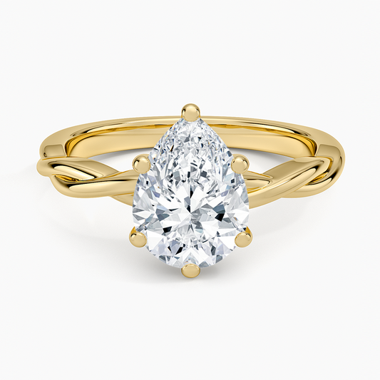 Twisted Vine Solitaire Ring - Pear Center Stone