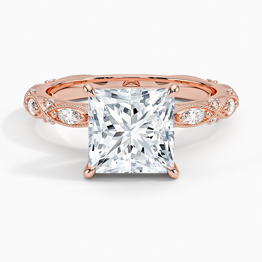 Celestia Milgrain Diamond Ring (1/4 ct. tw.) - Princess Cut Center Stone