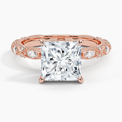 Celestia Milgrain Diamond Ring (1/4 ct. tw.) - Princess Cut Center Stone