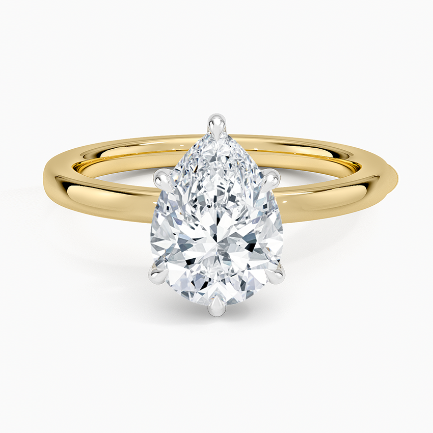 Platinum Mixed Metal Audrey 2mm Diamond Ring - Pear Center Stone