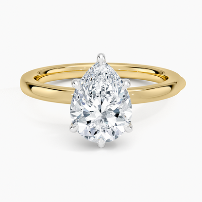 Platinum Mixed Metal Audrey 2mm Diamond Ring - Pear Center Stone