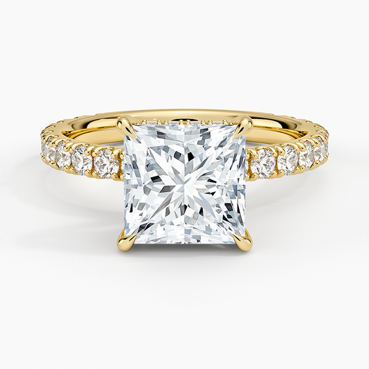 Grand Perfect Fit Three-Quarter Diamond Ring - Princess Cut Center Stone
