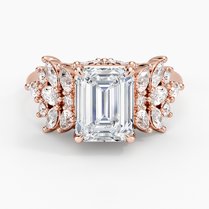 Grand Nadia Diamond Ring - Emerald Cut Center Stone