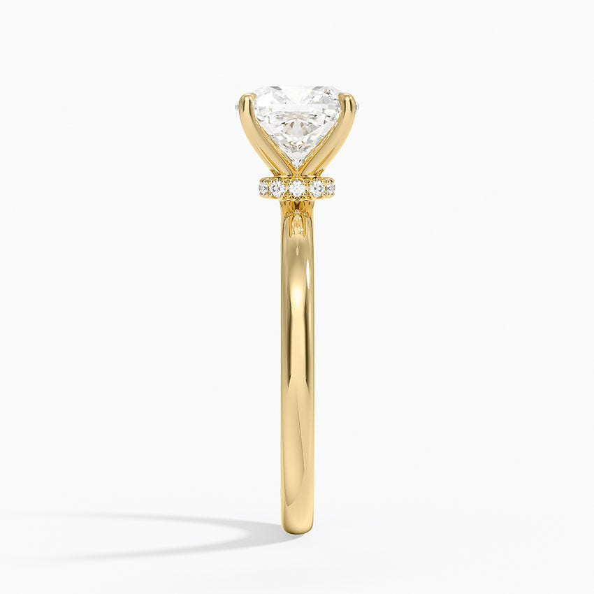 Secret Halo 2mm Diamond Ring - Cushion Cut Center Stone