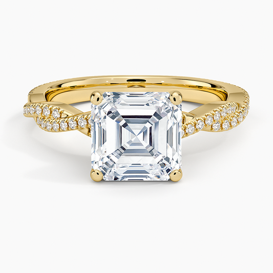 Petite Luxe Twisted Vine Diamond Ring (1/4 ct. tw.) - Asscher Cut Center Stone