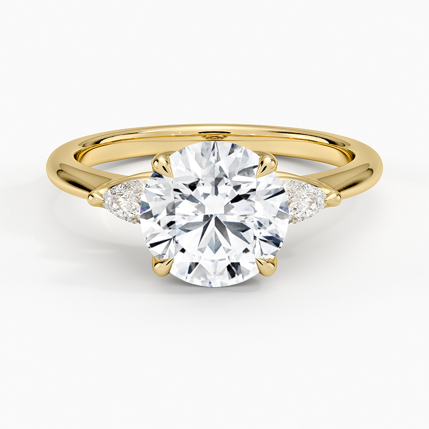 Petite Fleur Three Stone Diamond Ring - Round Center Stone