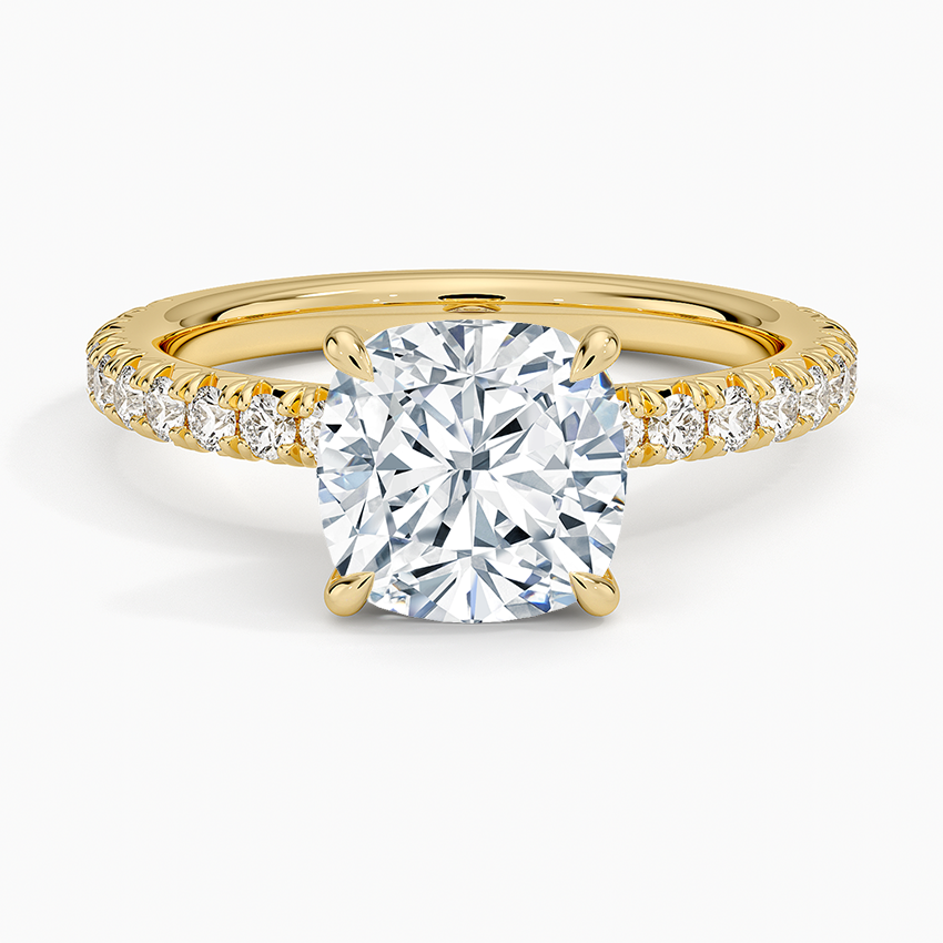 Amelie Three-Quarter Coverage Diamond Ring - Cushion Cut Center Stone