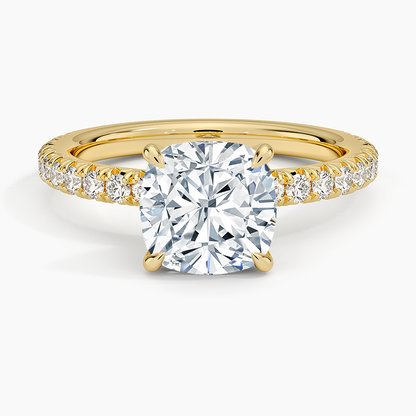 Amelie Three-Quarter Coverage Diamond Ring - Cushion Cut Center Stone