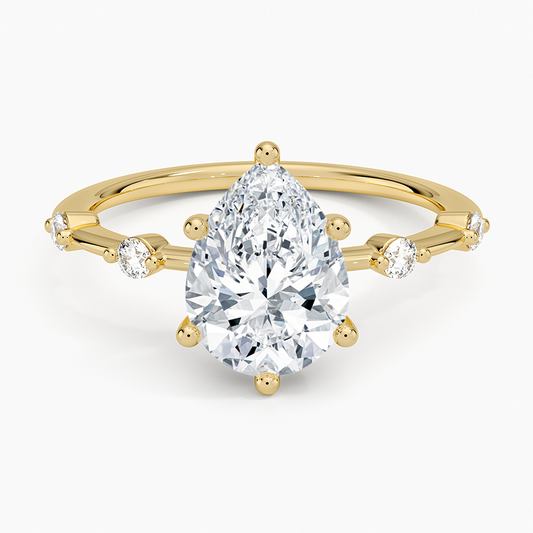 Aimee 1.4mm Diamond Ring - Pear Center Stone