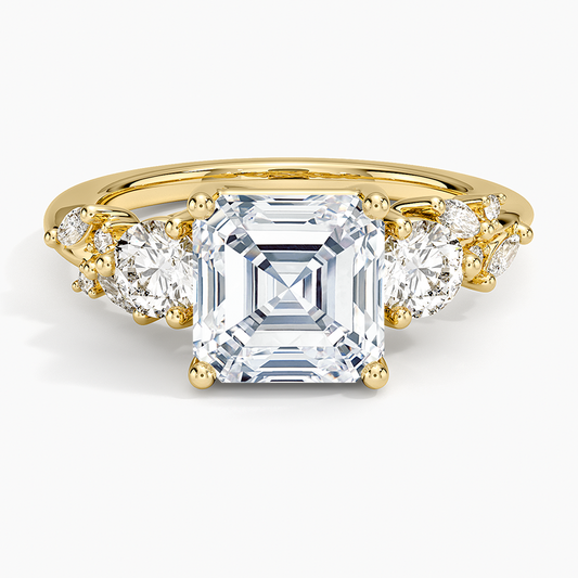 Arden Three Stone Diamond Ring - Asscher Cut Center Stone