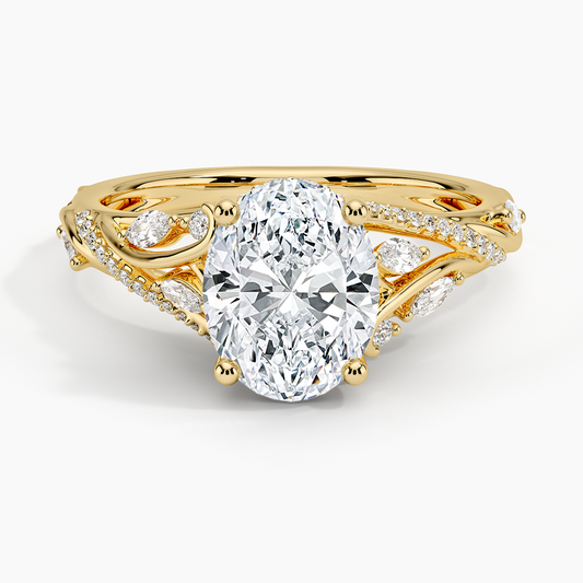 Begonia Vine Diamond Ring (1/2 ct. tw.) - Oval Center Stone