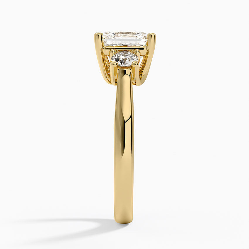Petite Three Stone Trellis Diamond Ring (1/3 ct. tw.) - Asscher Cut Center Stone