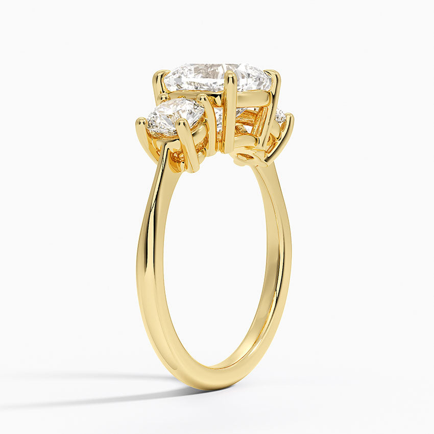Luxe Selene Three Stone Diamond Ring (2/3 ct. tw.) - Cushion Cut Center Stone