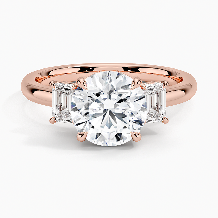 Rhiannon Emerald Cut Three Stone Diamond Ring (1/2 ct. tw.) - Round Center Stone