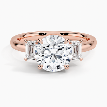 Rhiannon Emerald Cut Three Stone Diamond Ring (1/2 ct. tw.) - Round Center Stone