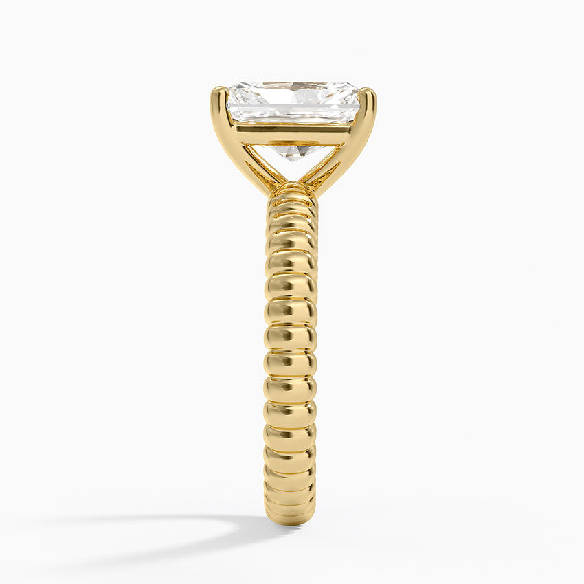 Petra Textured Solitaire Ring - Radiant Cut Center Stone