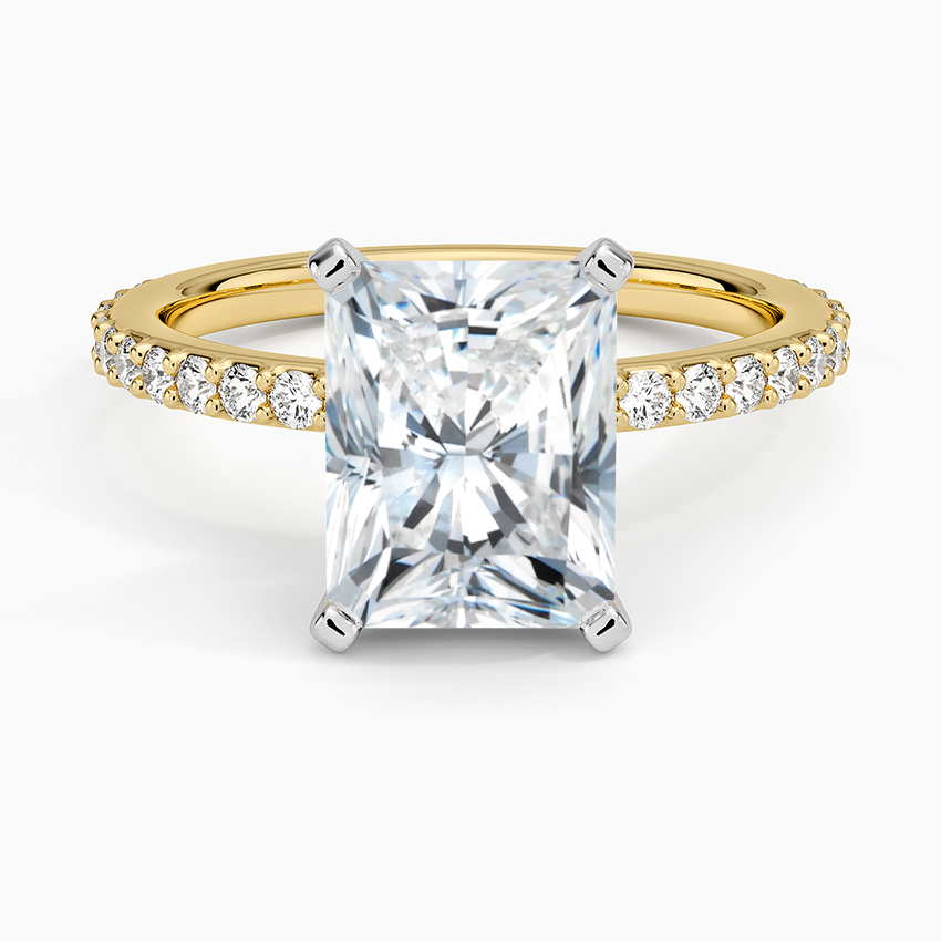 Petite Shared Prong Three-Quarter Coverage Diamond Ring (1/3 ct. tw.) - Radiant Cut Center Stone