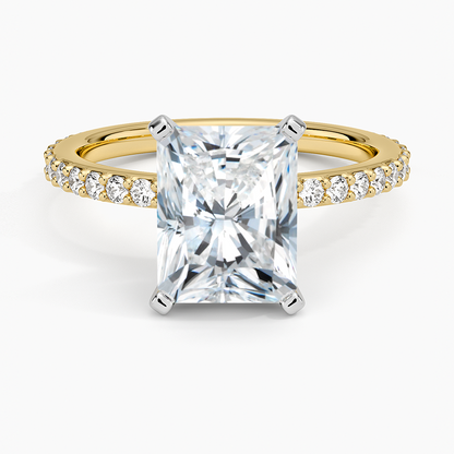 Petite Shared Prong Three-Quarter Coverage Diamond Ring (1/3 ct. tw.) - Radiant Cut Center Stone