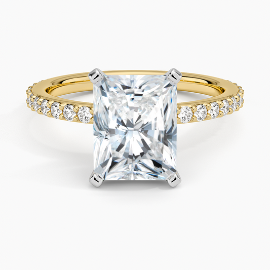 Petite Shared Prong Three-Quarter Coverage Diamond Ring (1/3 ct. tw.) - Radiant Cut Center Stone