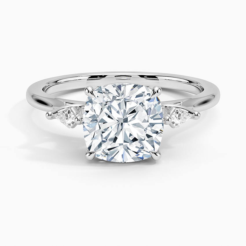Petite Cometa Perfect Fit Three Stone Diamond Ring - Cushion Cut Center Stone
