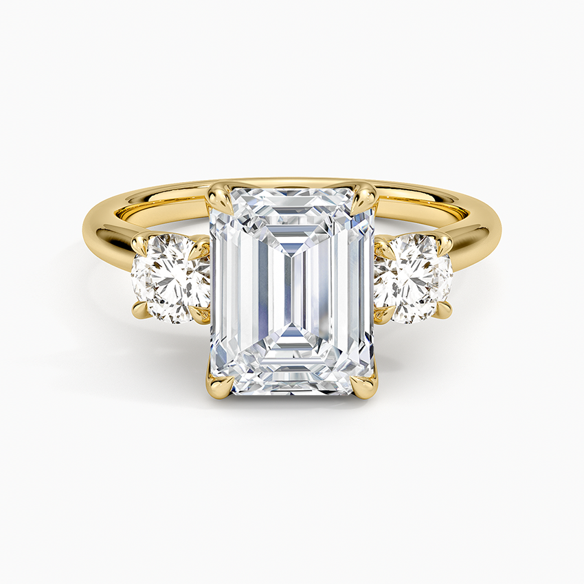 Elodie Perfect Fit Three Stone Diamond Ring (1/2 ct. tw.) - Emerald Cut Center Stone