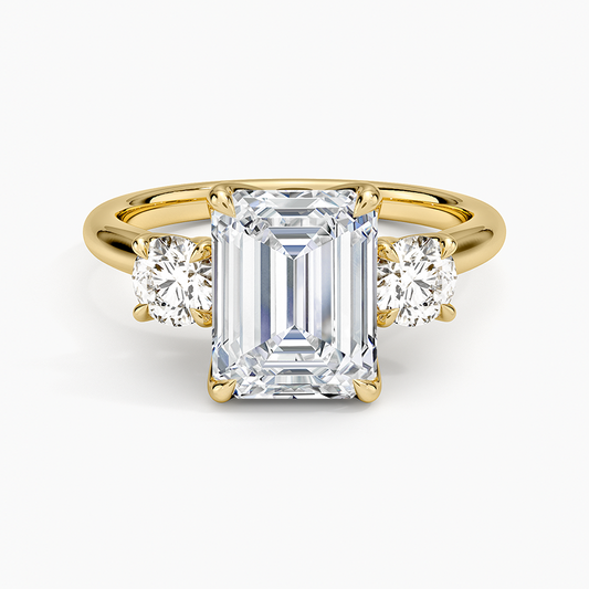 Elodie Perfect Fit Three Stone Diamond Ring (1/2 ct. tw.) - Emerald Cut Center Stone