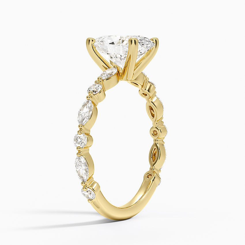 Versailles Three-Quarter Coverage Diamond Ring (1/2 ct. tw.) - Oval Center Stone
