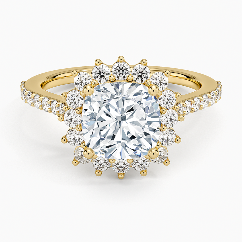 Luxe Sunburst Halo Diamond Ring (1/2 ct. tw.) - Cushion Cut Center Stone
