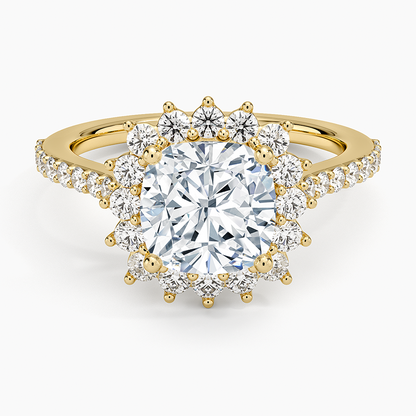 Luxe Sunburst Halo Diamond Ring (1/2 ct. tw.) - Cushion Cut Center Stone