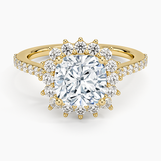 Luxe Sunburst Halo Diamond Ring (1/2 ct. tw.) - Cushion Cut Center Stone