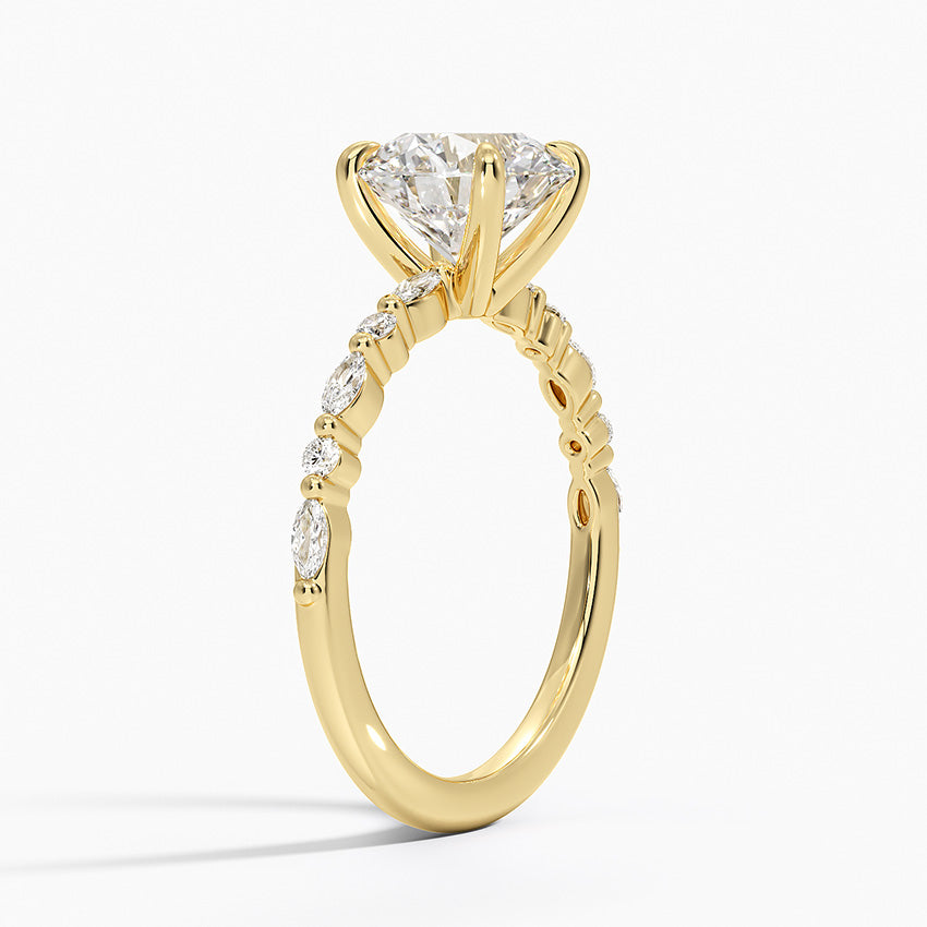 Delicate Versailles Diamond Ring - Round Center Stone