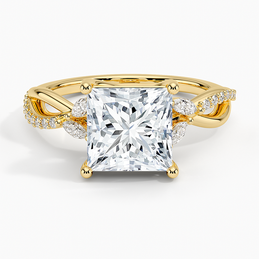 Petite Twisted Willow Diamond Ring - Princess Cut Center Stone