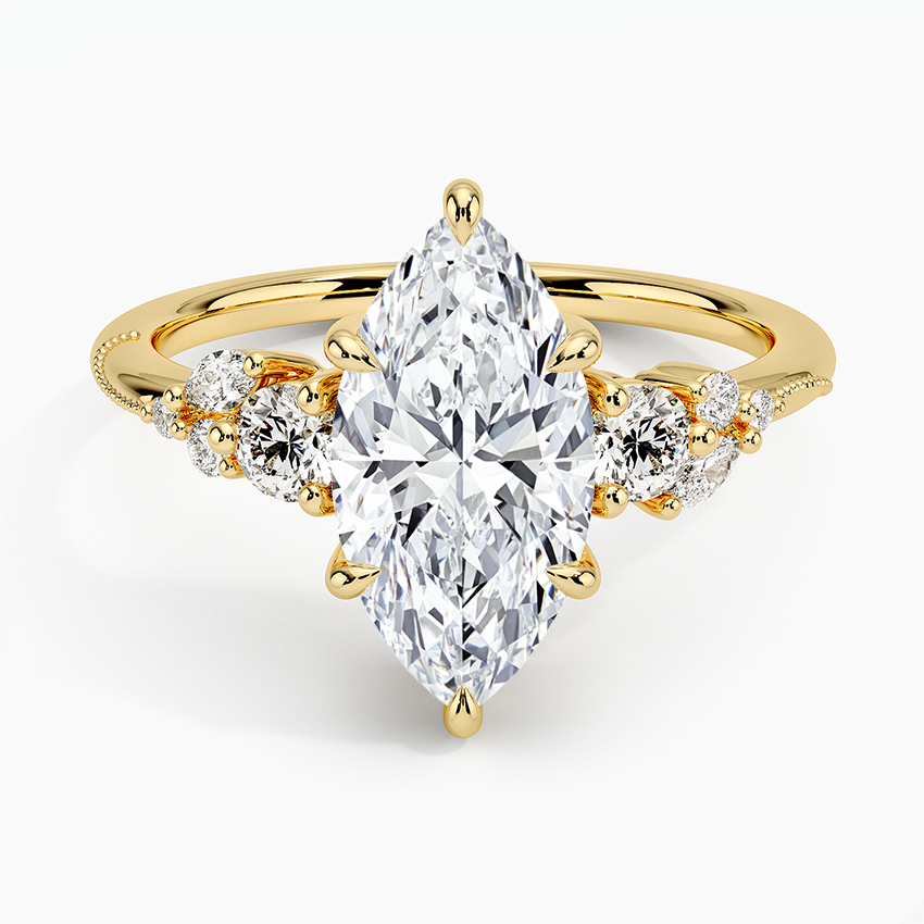Camellia Three Stone Diamond Ring (1/3 ct. tw.) - Marquise Cut Center Stone