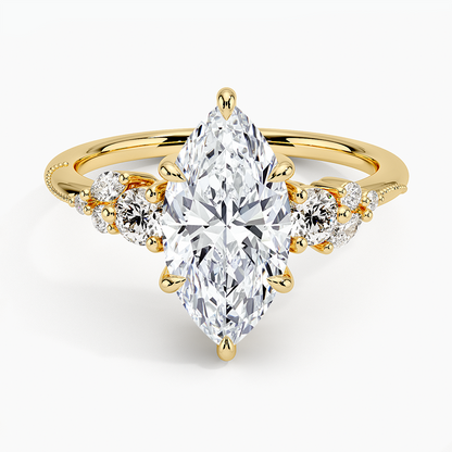 Camellia Three Stone Diamond Ring (1/3 ct. tw.) - Marquise Cut Center Stone