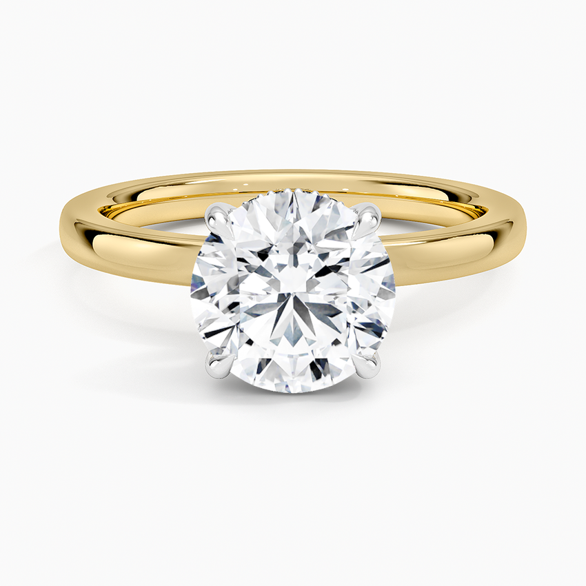 Platinum Mixed Metal Audrey 2mm Diamond Ring - Round Center Stone