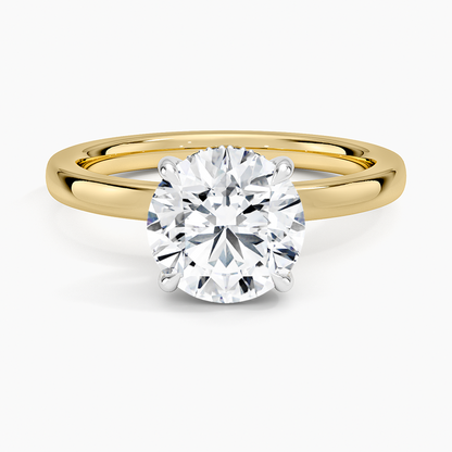 Platinum Mixed Metal Audrey 2mm Diamond Ring - Round Center Stone
