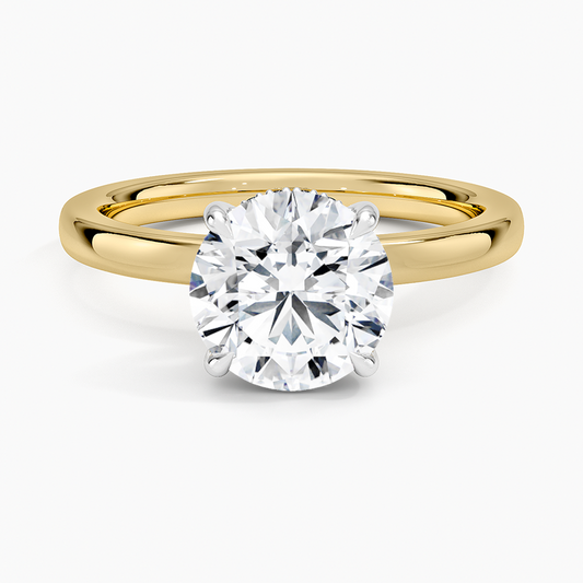 Platinum Mixed Metal Audrey 2mm Diamond Ring - Round Center Stone