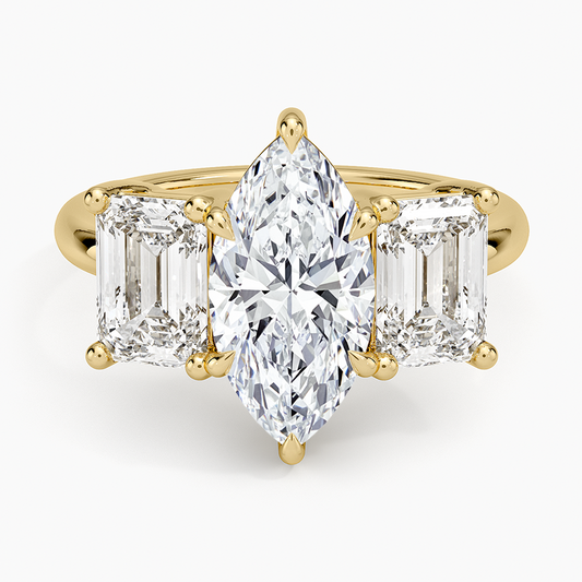 Luxe Rhiannon Three Stone Diamond Ring (1 1/10 ct. tw.) - Marquise Center Stone