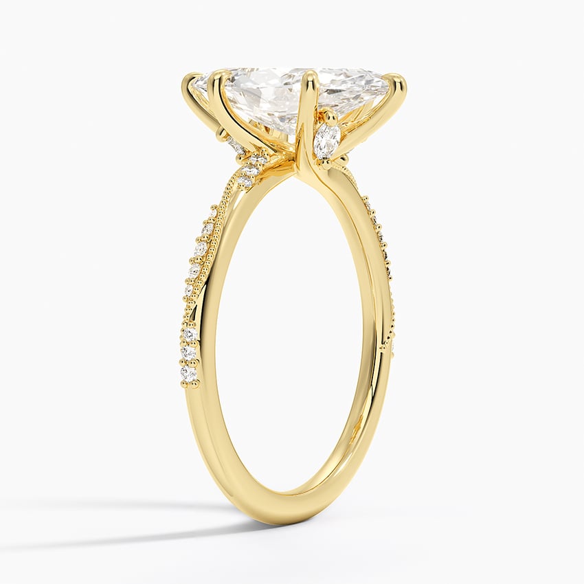 Camellia Hidden Accent 1.5mm Diamond Ring - Marquise Center Stone
